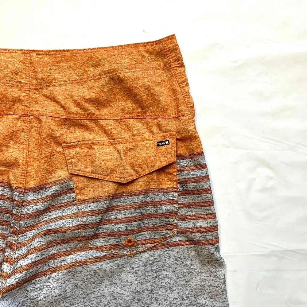 Hurley Board Shorts Swim Trunks Mens 30x9 Striped‎ Heather Surfing Beach Summer